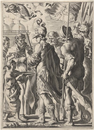Alexander der Große durchtrennt den Gordischen Knoten, 17. Jahrhundert von Theodor Matham