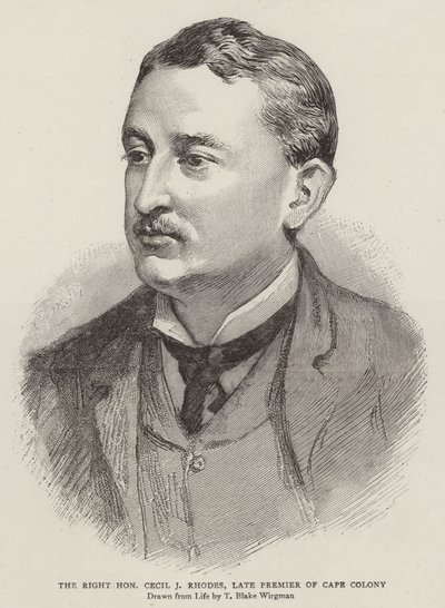 Der ehrenwerte Cecil J. Rhodes, ehemaliger Premierminister der Kapkolonie von Theodore Blake Wirgman
