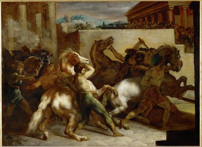 Pferderennen in Rom von Theodore Gericault