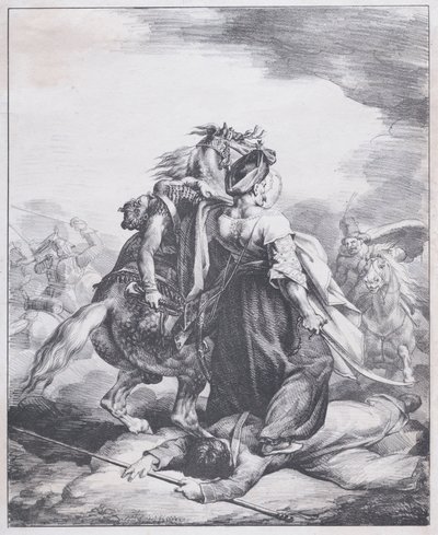Mamluke verteidigt einen verwundeten Trompeter von Theodore Gericault