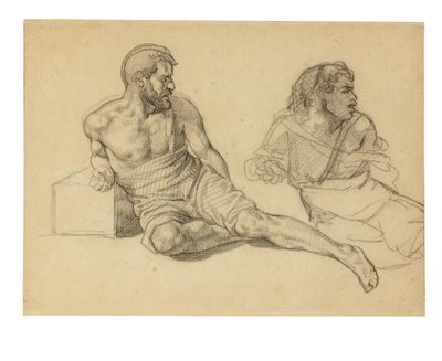 Zwei Studien für die Figur, die am Fuß des Mastes sitzt von Theodore Gericault