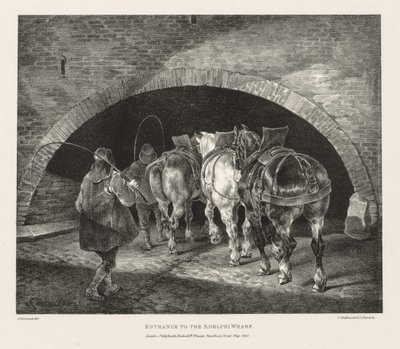 Verschiedene Themen aus dem Leben und auf Stein gezeichnet: Eingang zum Adelphi Wharf, 1821 von Theodore Gericault