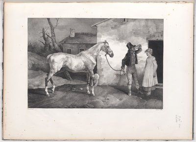 Vieux cheval à la porte d