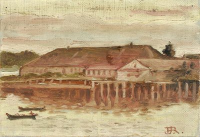 Handelsposten und Kai-Gebäude, Sitka, Abend von Theodore J. Richardson
