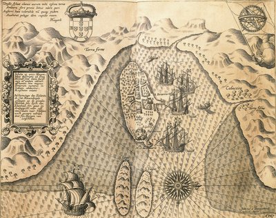 Küsten von Mosambik aus Die Ostindien von Johannes Hugonis Linschooten und Theodore de Bry, Kupferstich von Theodore de Bry