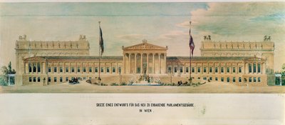 Skizze für das österreichische Parlament von Theophil von Hansen