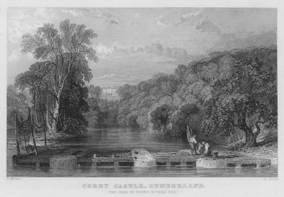 Corby Castle, Cumberland, der Sitz von Henry Howard (Stich) von Thomas (after) Allom