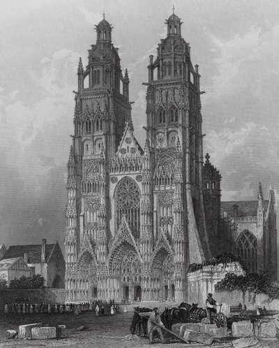 Außenansicht der Kathedrale von St. Gatien, Tours von Thomas (after) Allom
