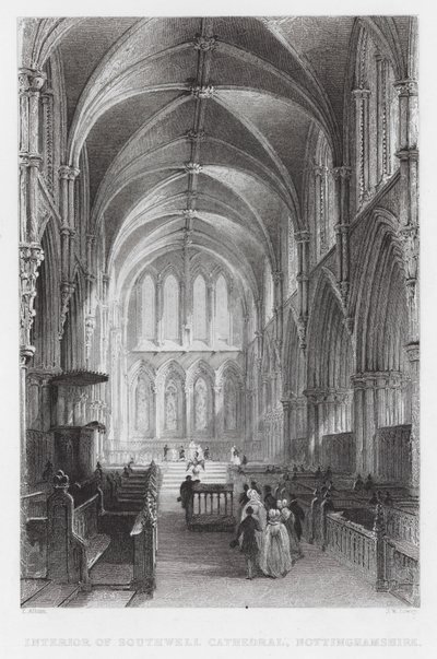 Innenraum der Kathedrale von Southwell, Nottinghamshire von Thomas (after) Allom