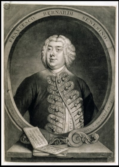 Francesco Bernardi Senesino, graviert von Alexander van Haecken (1701-58) von Thomas (after) Hudson