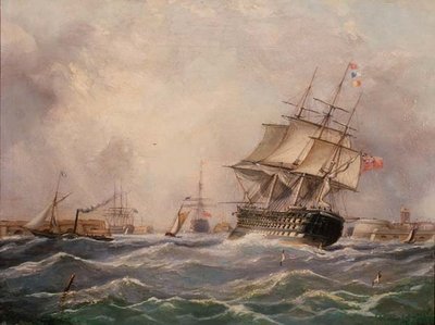 Britisches Kriegsschiff vor Portsmouth von Thomas (attr. to) Buttersworth