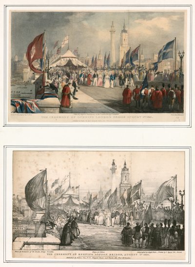 Die Zeremonie der Eröffnung der London Bridge am 1. August 1831 von Thomas Allom