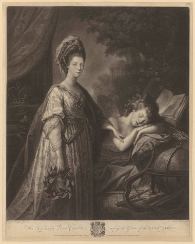 Königin Charlotte erweckt den Genius der schönen Künste von Thomas Burke