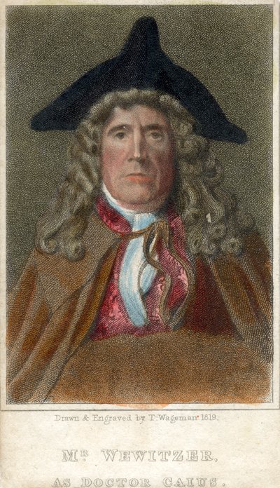 Mr. Wewitzer als Doctor Caius, 1819 von Thomas Charles Wageman