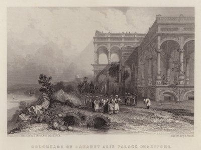 Kolonnade des Palastes von Sahadut Ali, Ghazipore (Farblithografie) von Thomas Colman (after) Dibdin