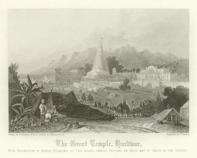 Der Große Tempel, Hurdwar, Indien von Thomas Colman Dibdin