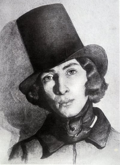 Porträt von Maurice Sand (1823-1889), Sohn von George Sand, 21 Jahre alt - undatiertes Zeichnung von Thomas Couture (1815-1879) - diese Zeichnung wurde lange Zeit für die seiner Mutter George Sand gehalten von Thomas Couture