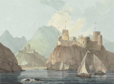 Ostansicht der Forts Jellali und Merani, Muskat von Thomas Daniell