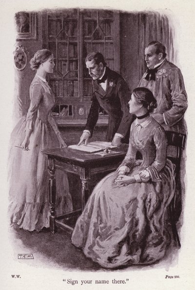 Illustration für Die Frau in Weiß von Wilkie Collins von Thomas Eyre Macklin