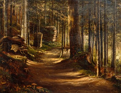 Straße im Nadelwald von Thomas Fearnley