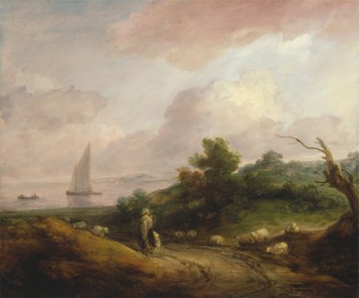 Küstenlandschaft mit einem Hirten und seiner Herde von Thomas Gainsborough