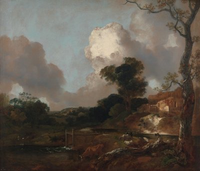 Landschaft mit Bach und Wehr von Thomas Gainsborough