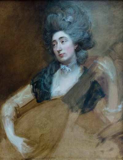 Margaret Gainsborough mit einer Theorbo, um 1777 von Thomas Gainsborough
