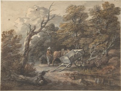 Waldlandschaft mit einem Bauern, einem Pferd und einem Karren von Thomas Gainsborough