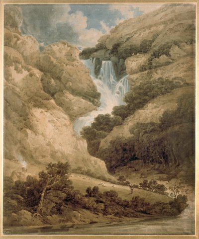 Die Schlucht von Wathenlath mit den Wasserfällen von Lodore, Derwentwater, ca. 1801 von Thomas Girtin