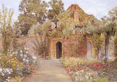 Ein ummauerter Garten mit altem Gartenhaus von Thomas H. Hunn