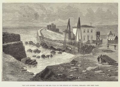 Die letzten Stürme, Bruch in der Seemauer am Strand von Youghal, Irland von Thomas Harrington Wilson