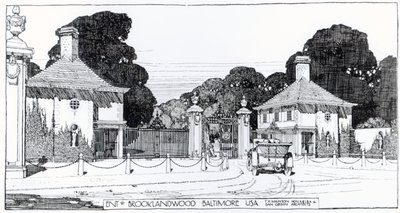 Eingang zu Brooklandwood, Baltimore, USA, aus Thomas Mawson