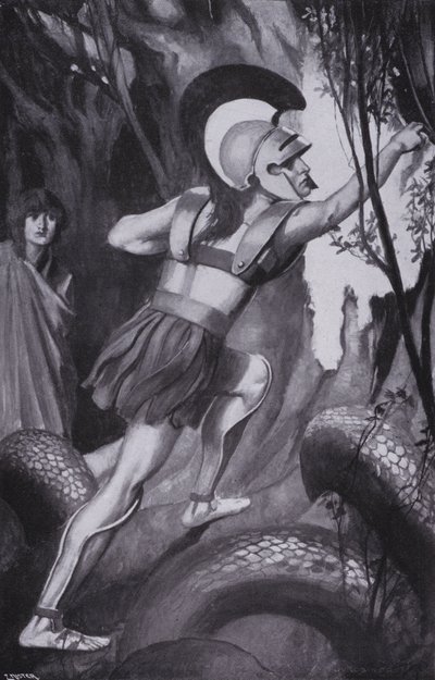 Jason sprang vor und riss das Vlies vom Baumstamm von Thomas Heath Robinson