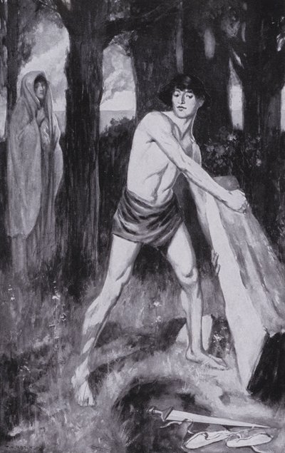 Theseus hob es an und rollte es um von Thomas Heath Robinson