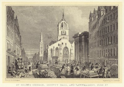 St. Giles Kirche, County Hall und Lawnmarket, High Street von Thomas Hosmer (after) Shepherd