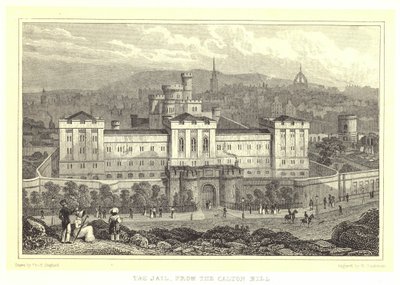 Das Gefängnis, vom Calton Hill (Gravur) von Thomas Hosmer (after) Shepherd