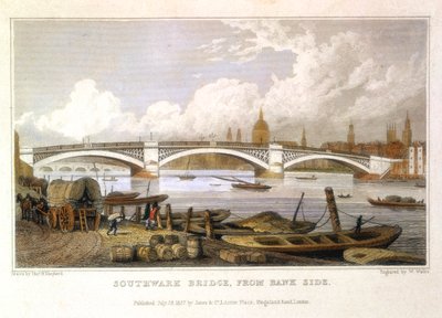Southwark Bridge von Bank Side, London von Thomas Hosmer Shepherd