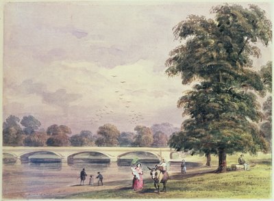 Die Brücke zwischen den Kensington Gardens und dem Hyde Park auf der Serpentine von Thomas Hosmer Shepherd