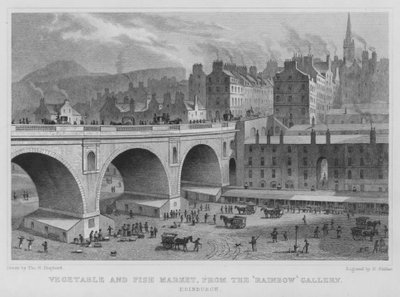 Gemüse- und Fischmarkt, von der Rainbow Gallery, Edinburgh von Thomas Hosmer Shepherd
