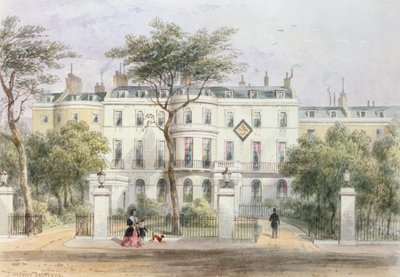 Westfassade von Sir Robert Peels Haus im Privy Garden (1788-1850) 1851 von Thomas Hosmer Shepherd