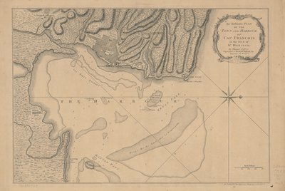 Ein authentischer Plan der Stadt und des Hafens von Cap-François auf der Insel St. Domingo von Thomas Jefferys
