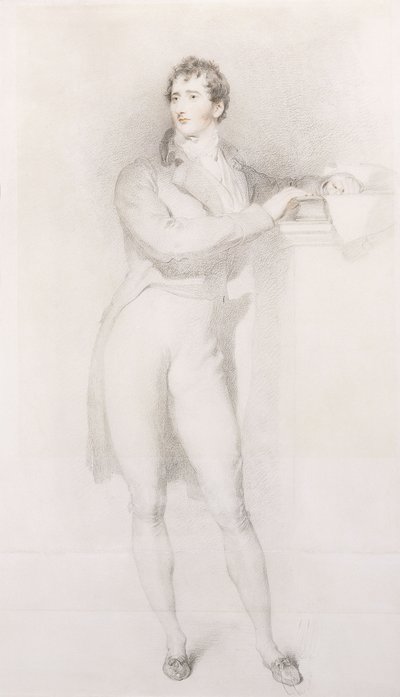 Porträt von Sir Francis Burdett, Bart, kleine Ganzfigur, stehend neben einem Kamin, ca. 1796 von Thomas Lawrence