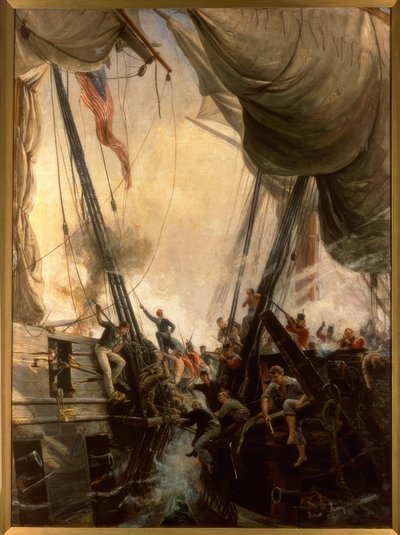 Shannon und Chesapeake im Nahkampf, 1813 (Gem. v. Hemy, 1895) von Thomas Marie Hemy