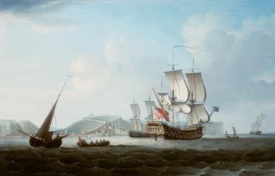 Ein Zweidecker und andere Schiffe vor Dover von Thomas Mellish