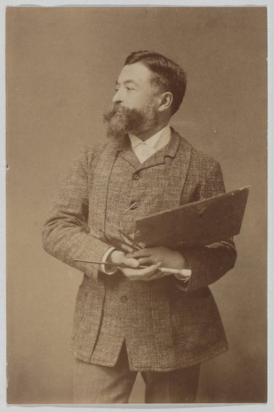 Dreiviertel-Porträt von Thomas Nast mit Palette und Pinsel von Thomas Nast