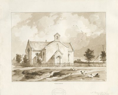 Gentleshaw Kirche: Sepia-Zeichnung von Thomas Peploe Wood