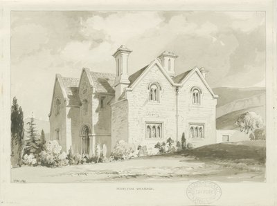 Moreton Vicarage: Sepiawaschzeichnung, 1841 von Thomas Peploe Wood