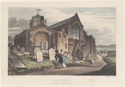 Die Kirche, aus Poetische Skizzen von Scarborough, 1813 von Thomas Rowlandson, Joseph Constantine Stadler, J. Bluck