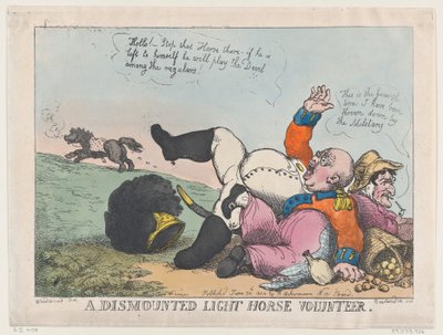 Ein abgestiegener Leichtpferde-Freiwilliger von Thomas Rowlandson