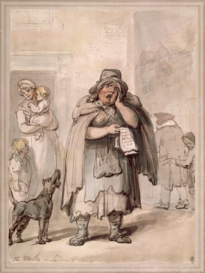 Ein Straßenverkäufer an einer Straßenecke, London von Thomas Rowlandson